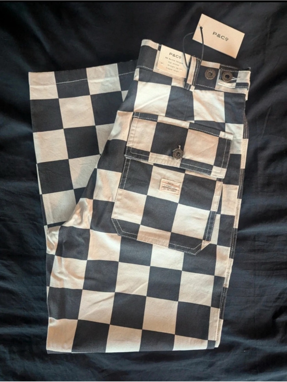 P&Co Checkerboard Utility Trousers - Black & White